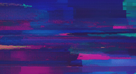 Vibrant glitch art pattern showcasing distorted lines, pixelation, and digital noise. The chaotic design highlights. Generative AI.