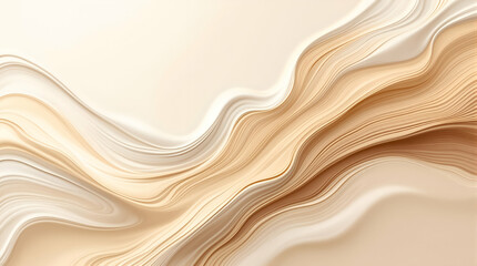 Obraz premium Flowing Beige and Cream Waves - Abstract Neutral Design on Light Background