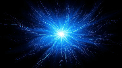 Fototapeta premium Blue Light Burst on Black Background