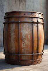 Obraz premium Weathered metal drum with intricate designs and rusty hue, industrial design, equipment