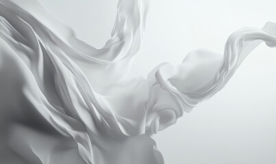 Naklejka premium Flowing white fabric, studio shot, elegant waves, minimalist background, design element