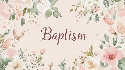 A beautifully designed baptism invitation featuring soft pastel watercolor flowers and elegant typography, perfect for religious celebrations and special occasions.  
