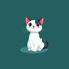 Cute cat logo flat vector design
