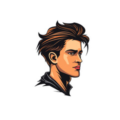 Young man with nice hair logo flat vector design