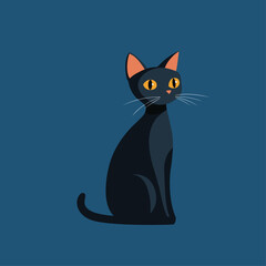 Cute cat logo flat vector design