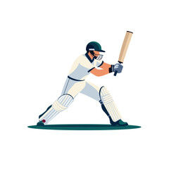 Obraz premium Cricket player mascot logo flat vector design