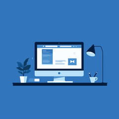 Minimalist workstation flat vector design