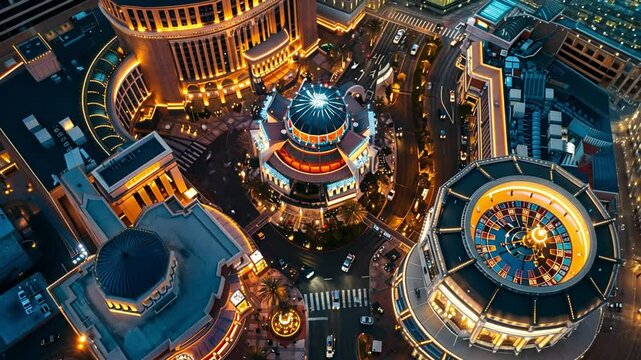 Aerial View Of Casino building Footage 4K