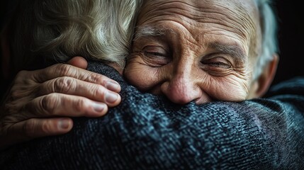 Healthcare professional hugging senior patient with care  
