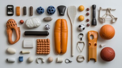 Colorful Sports and Recreation Equipment Flat Lay