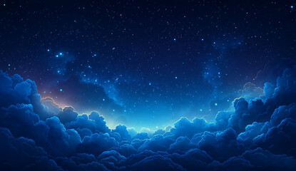 Abstract dark blue watercolor background with cloud shapes.