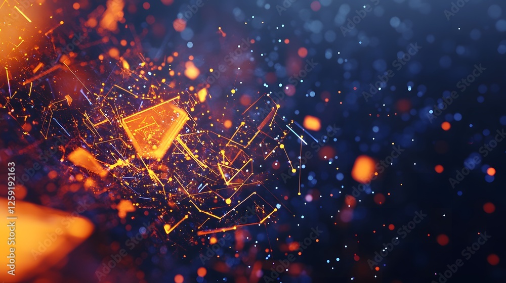Wall mural glowing digital symbols in abstract form, representing the essence of modern coding and technology