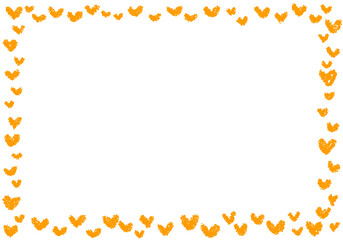 手描きのクレヨン素材　背景　ハートのフレーム