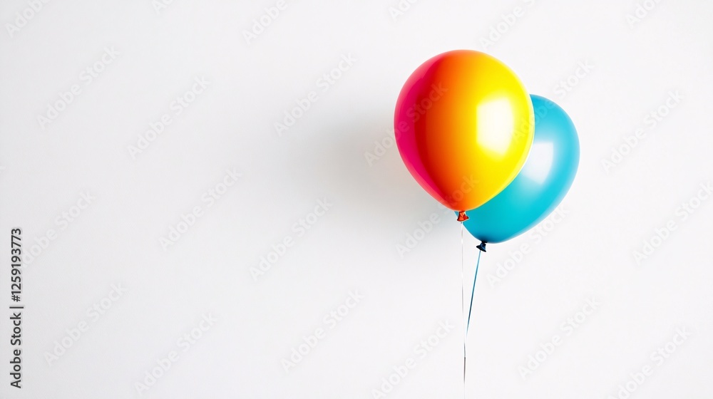 Poster Simple yet festive image featuring two colorful balloons floating against a white background