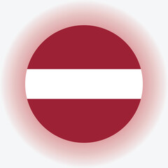 Circular flag of Lativa flag with neon red light in the background