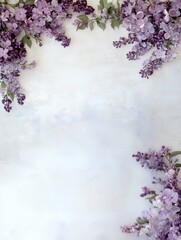 Purple Flowers on White Background