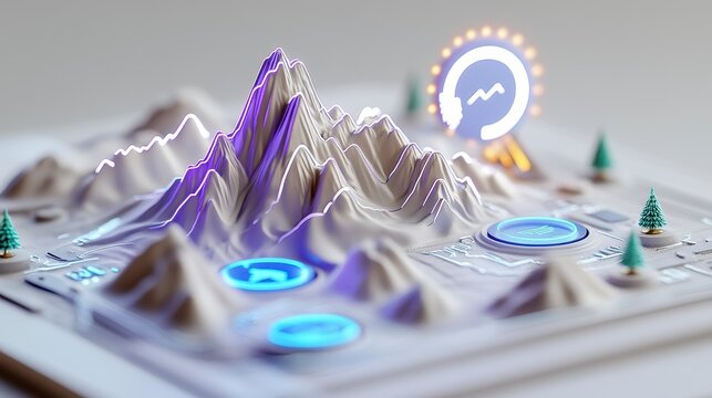 Glowing Digital Mountain Range 3D Model