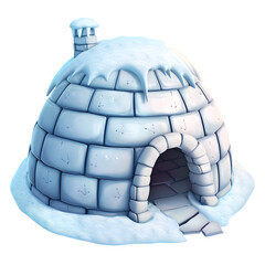 snow-covered igloo with chimney  
