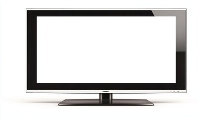Modern Flat Screen Television Display with Blank White Screen