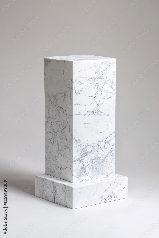 Aufkleber Rectangular pedestal with a vein pattern creating shadows against a grey backdrop