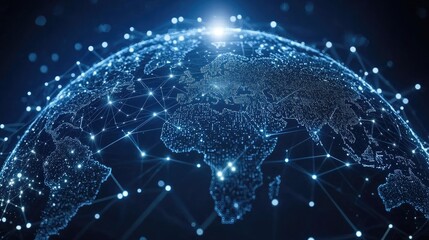 Obraz premium Global Network Connections Digital World Map