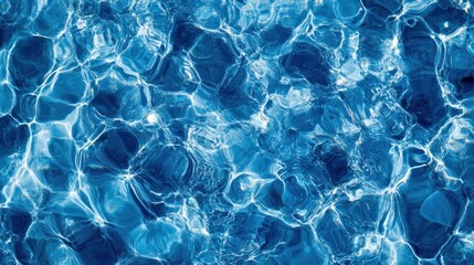 Blue pool water surface texture, sunlight reflection, summer background, website design