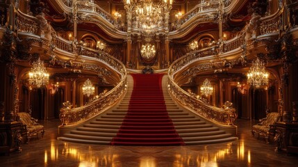 Obraz premium Grand Palace Staircase Red Carpet Interior Luxury Event