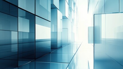 Obraz premium Futuristic glass corridor, bright light, abstract background, design concept