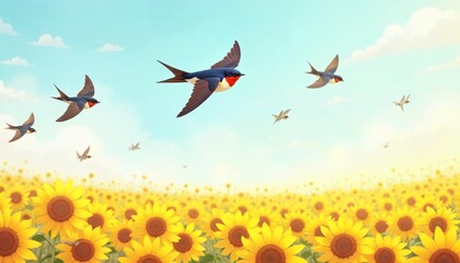 Fototapeta premium swallow birds in the sky