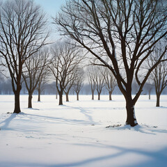 Snow Covered Trees in Countryside Landscape Panorama 30