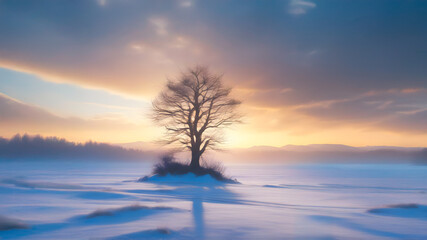 Snow Covered Trees in Countryside Landscape Panorama 5