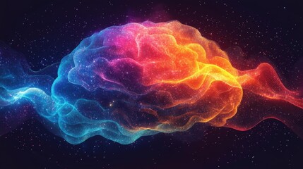 Fototapeta premium Abstract Artistic Representation of a Colorful Brain in Space. Generative AI
