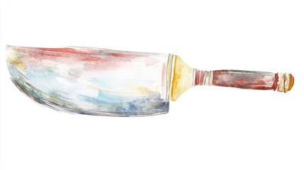 Watercolor painting of a knife with colorful blade strokes. Generative AI