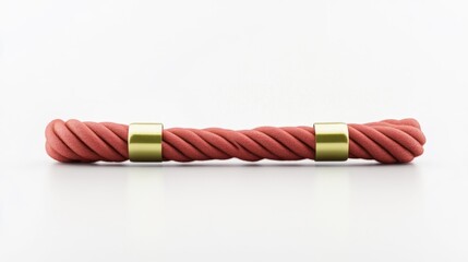 Twisted Red Rope Isolated on a White Background. Generative AI
