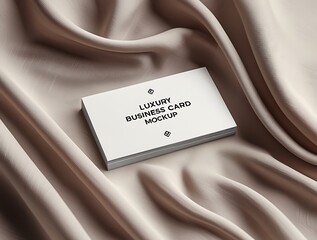 Elegant business card mockup with a luxurious silk backdrop, designed for sophisticated branding. Ideal for corporate, boutique, or high-class creative identity presentations

