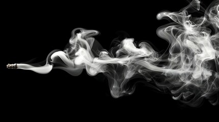 White Smoke Stream Against Black Background