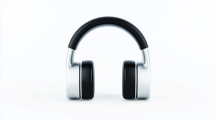 Minimalist Silver and Black Headphones Isolated on White Background. Generative AI