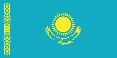 Flag of Kazakhstan. Kazakhstan flag official colors and proportion digital vector illustration