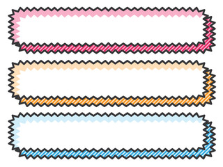 POPに使える漫画風囲み枠横長3種セット　細ギザギザ　ストライプ（Affinity Designer版）