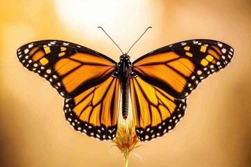 Obraz premium Monarch Butterfly - Danaus plexippus. Perched on a phytolacca heterosepala plant. Oeiras, Portugal. with generative ai
