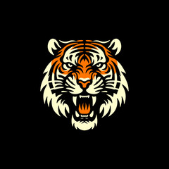 tiger head face angry vector drawing illustration	
