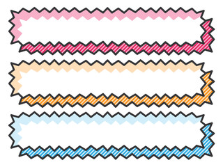 POPに使える漫画風囲み枠横長3種セット　粗ギザギザ　ストライプ（Affinity Designer版）