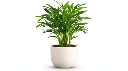 Lush Green Potted Plant in Speckled White Planter