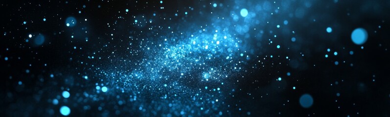 Abstract blue particles swirling in space
