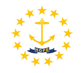 Flag of Rhode Island state. Rhode Island flag official colors and proportion digital vector illustration