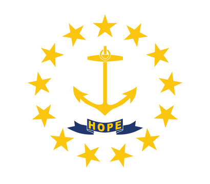 Flag of Rhode Island state. Rhode Island flag official colors and proportion digital vector illustration
