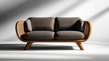 Elegant Modern Sofa Design: Rattan and Wood