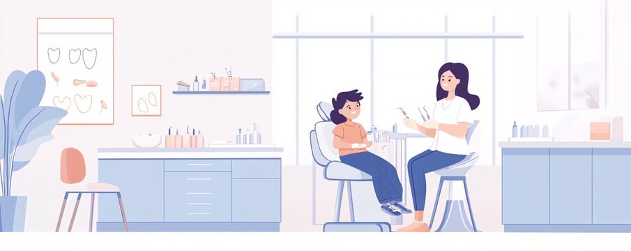 Young girl smiling at dentist during dental check up appointment