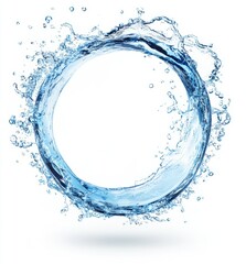 Circular water splash on white background
