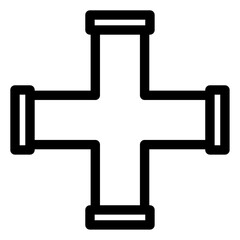 cross water pipe plumbing icon